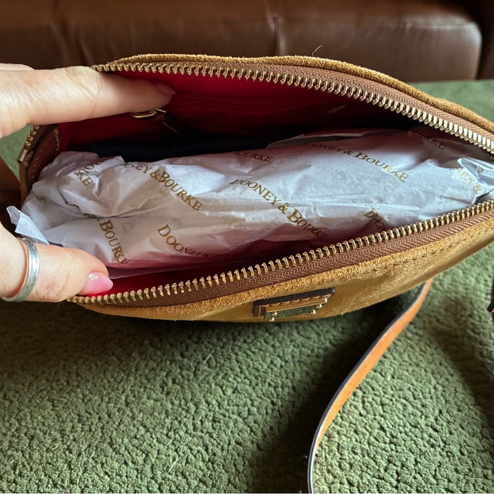 Dooney & Bourke Brown Suede Crossbody Bag - Picture 2 of 4
